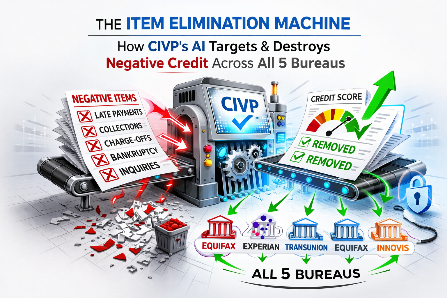 The Item Elimination Machine: How CIVP’s AI Targets and Destroys Negative Credit Across All 5 Bureaus