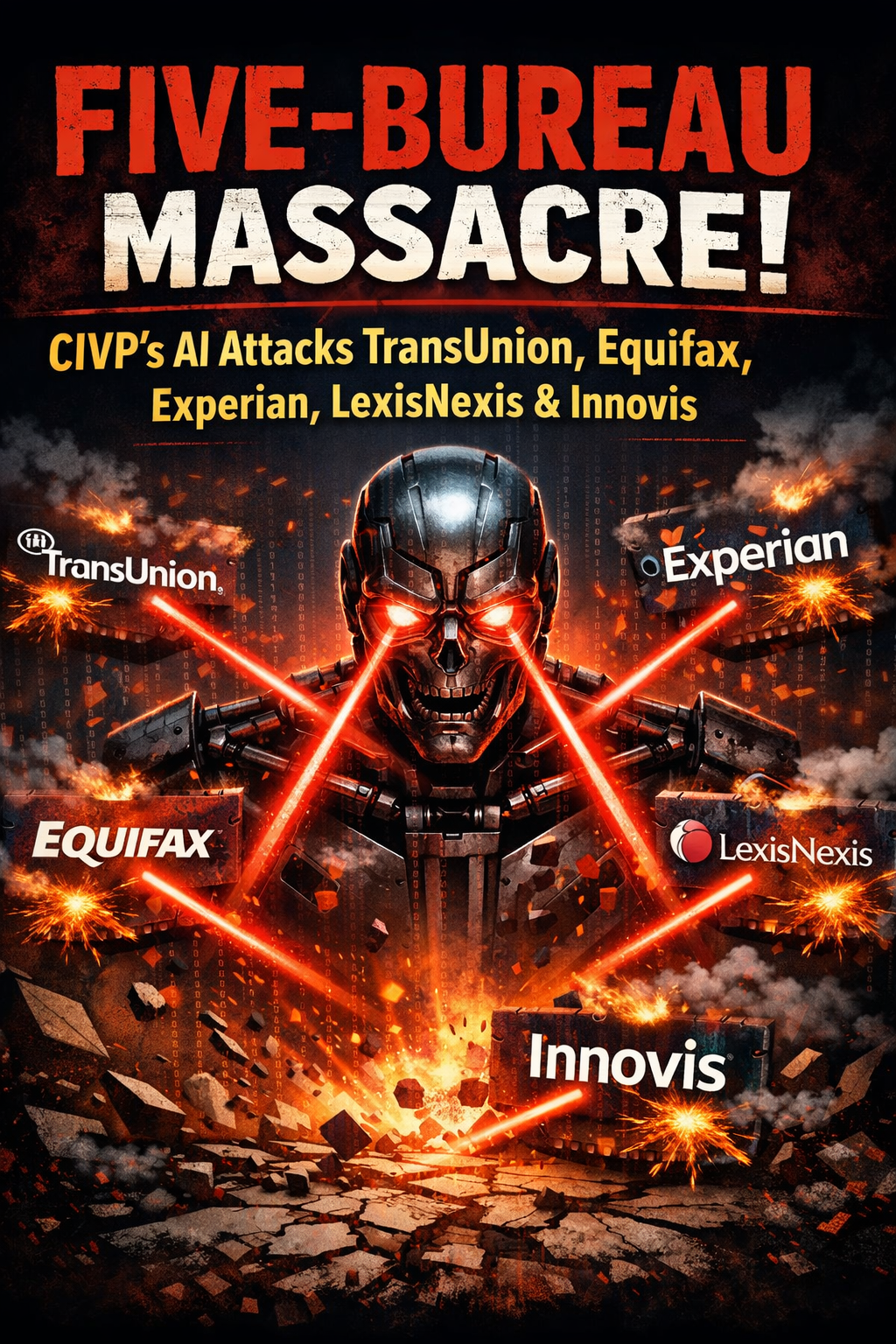 FIVE-BUREAU MASSACRE: CIVP’s AI Simultaneously Attacks TransUnion, Equifax, Experian, LexisNexis & Innovis